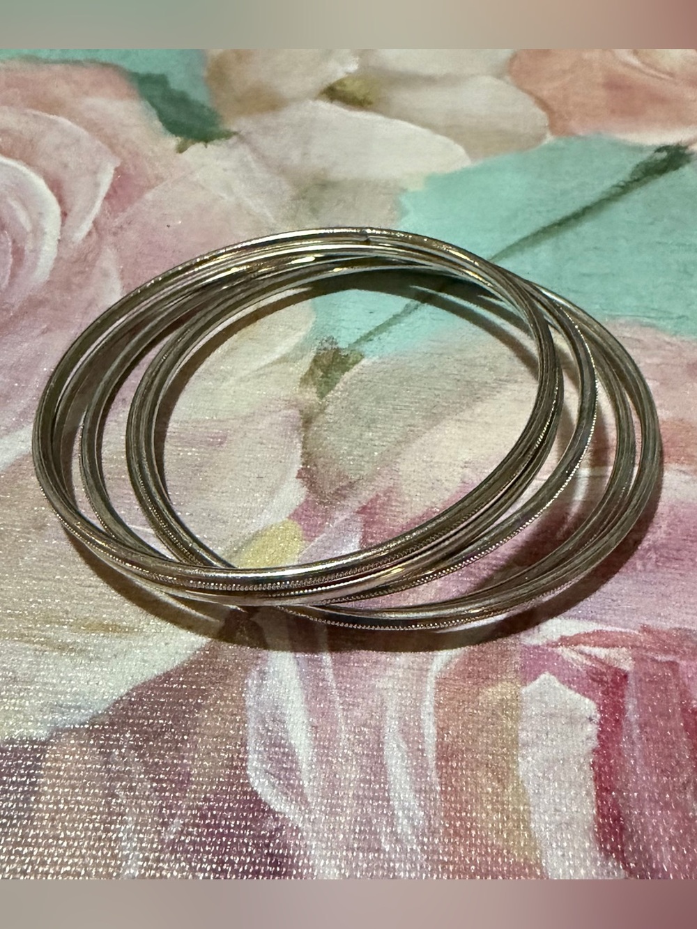 Silver-Tone Stackable Bangle Bracelet Set - Picture 3 of 5